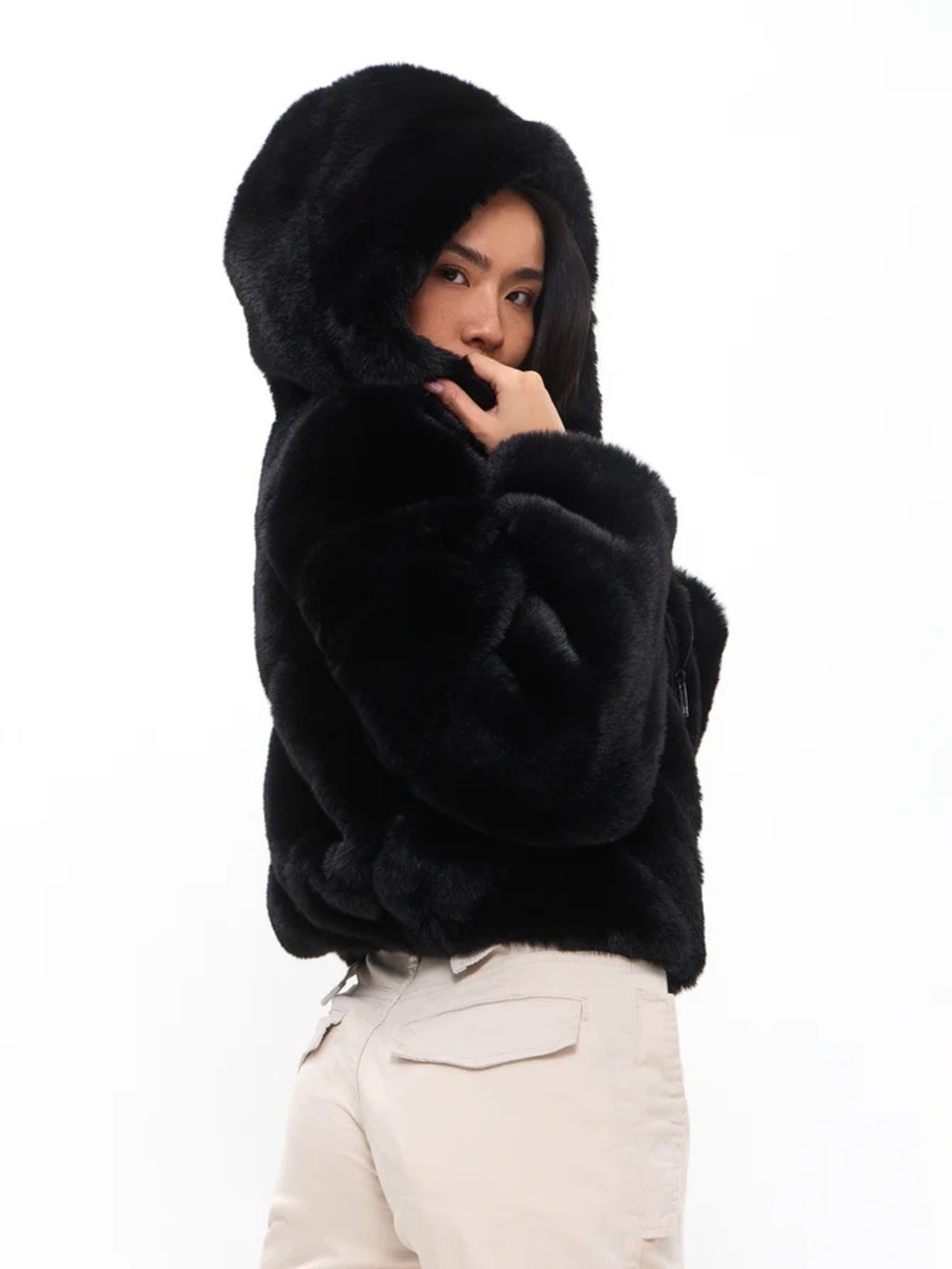 BuffBunny Black Cruella-Free Fur Coat